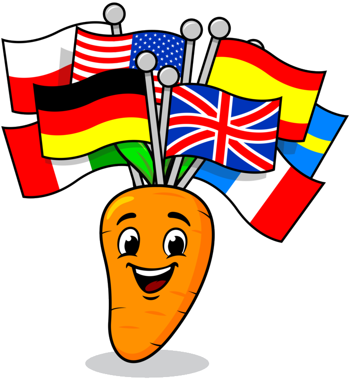 Carrotta — marchewka z flagami języków